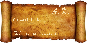 Antoni Kitti névjegykártya